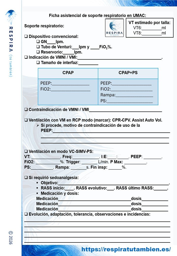 Ficha asistencial de soporte respiratorio UMAC